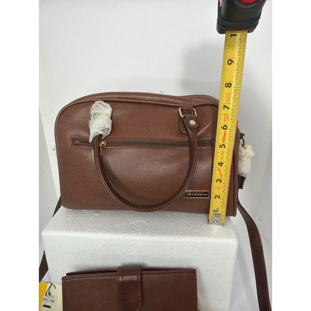 Liz Claiborne Brown Satchel Handbag & Matching Wallet Set NWT Classic‎ Pebbled